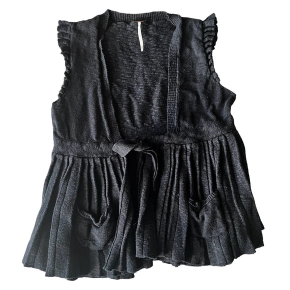 Free People Tops - Free People Tie-Front Ruffle Cardigan Vest
